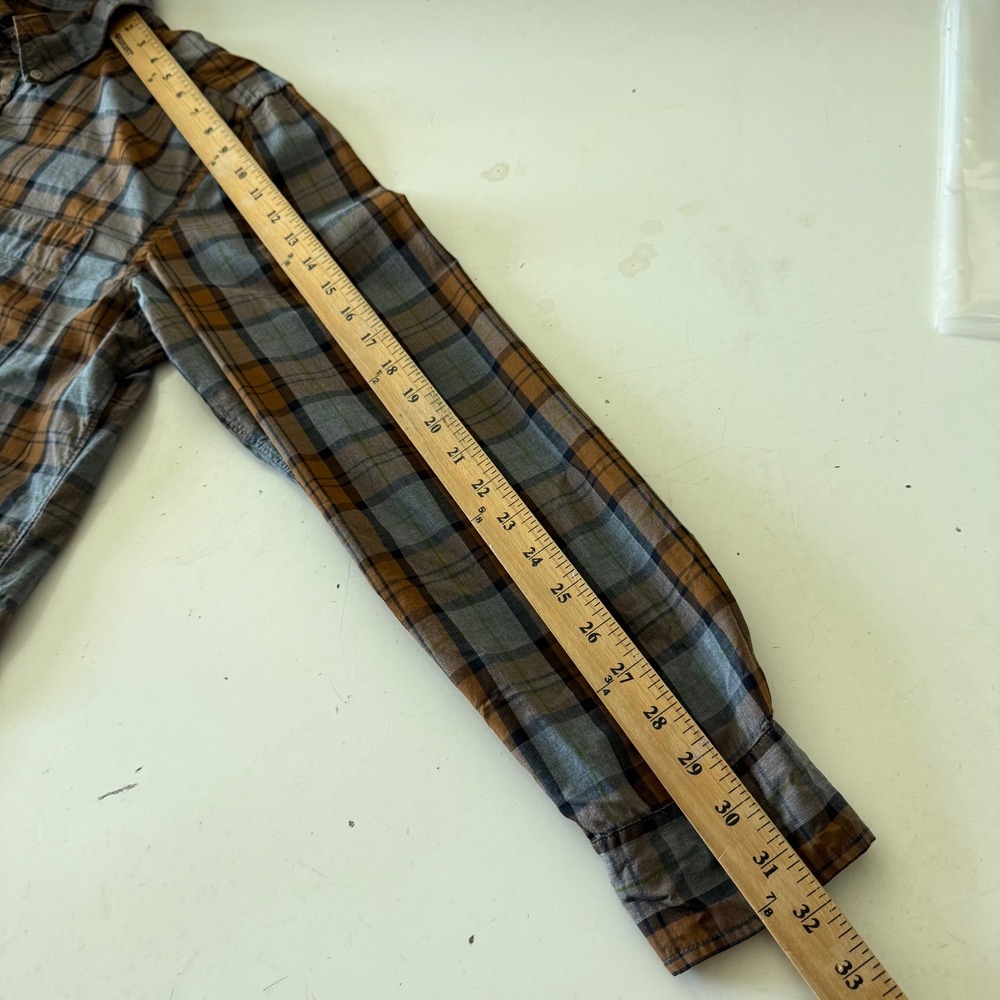Filson Mens Plaid Button Down Shirt Brown Grey Cotton Long Sleeve Size SMALL - Picture 6 of 8